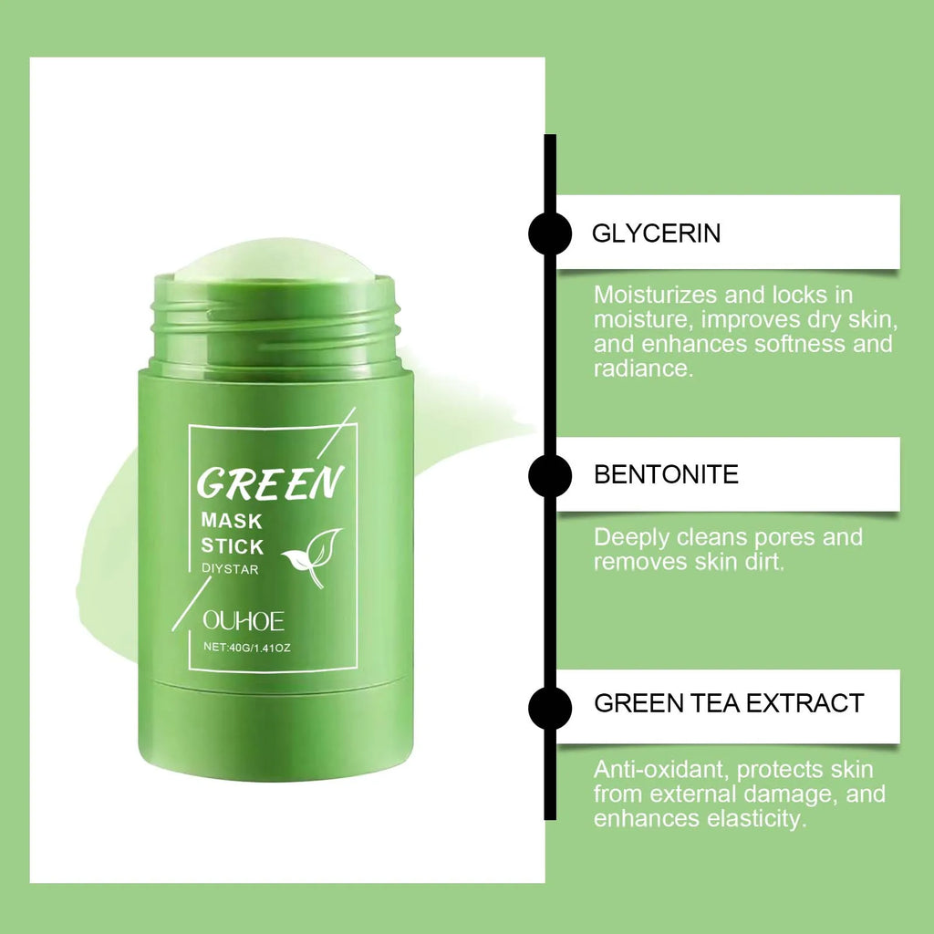 OUHOE Green Tea Solid Face Mask Stick | Pore Cleansing 40g