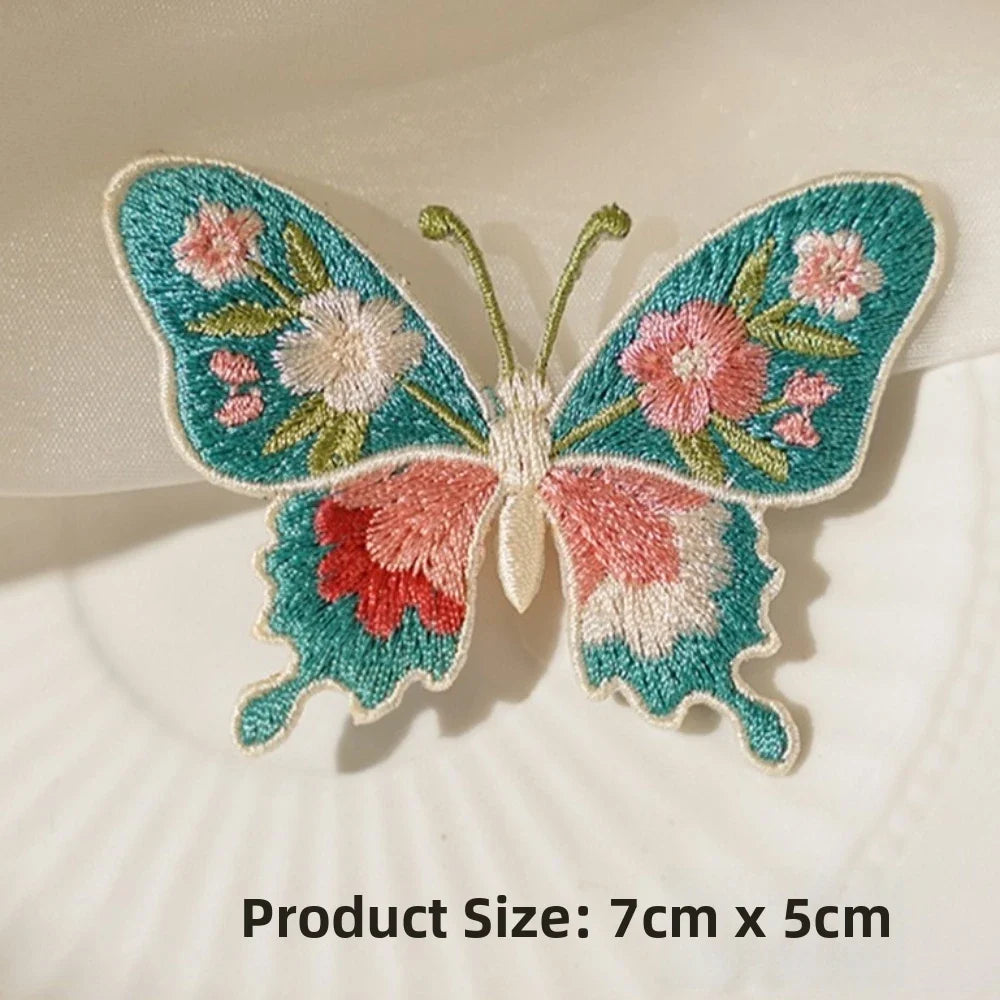 2Pcs 3D Butterfly Embroidery Iron-On Patches – Floral Applique