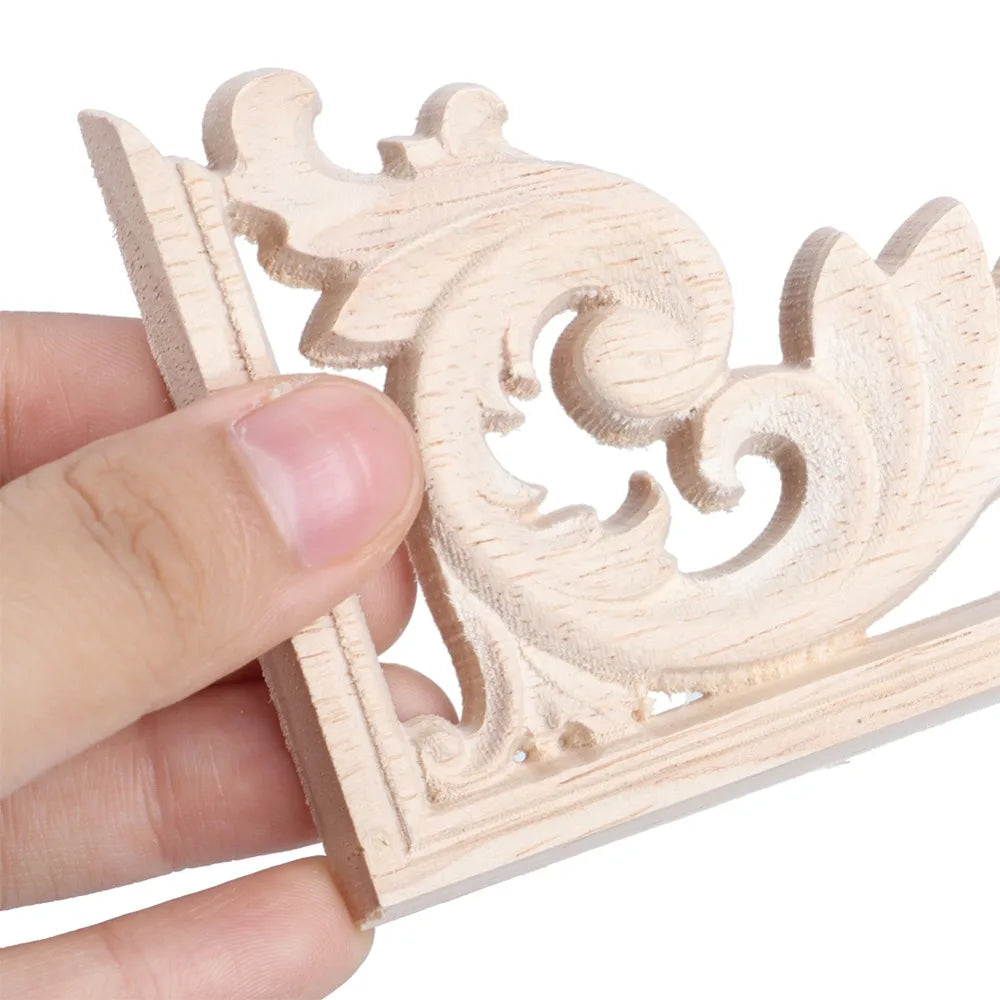 4pcs Wood Carving Corner Appliqués – Furniture Decor Trim