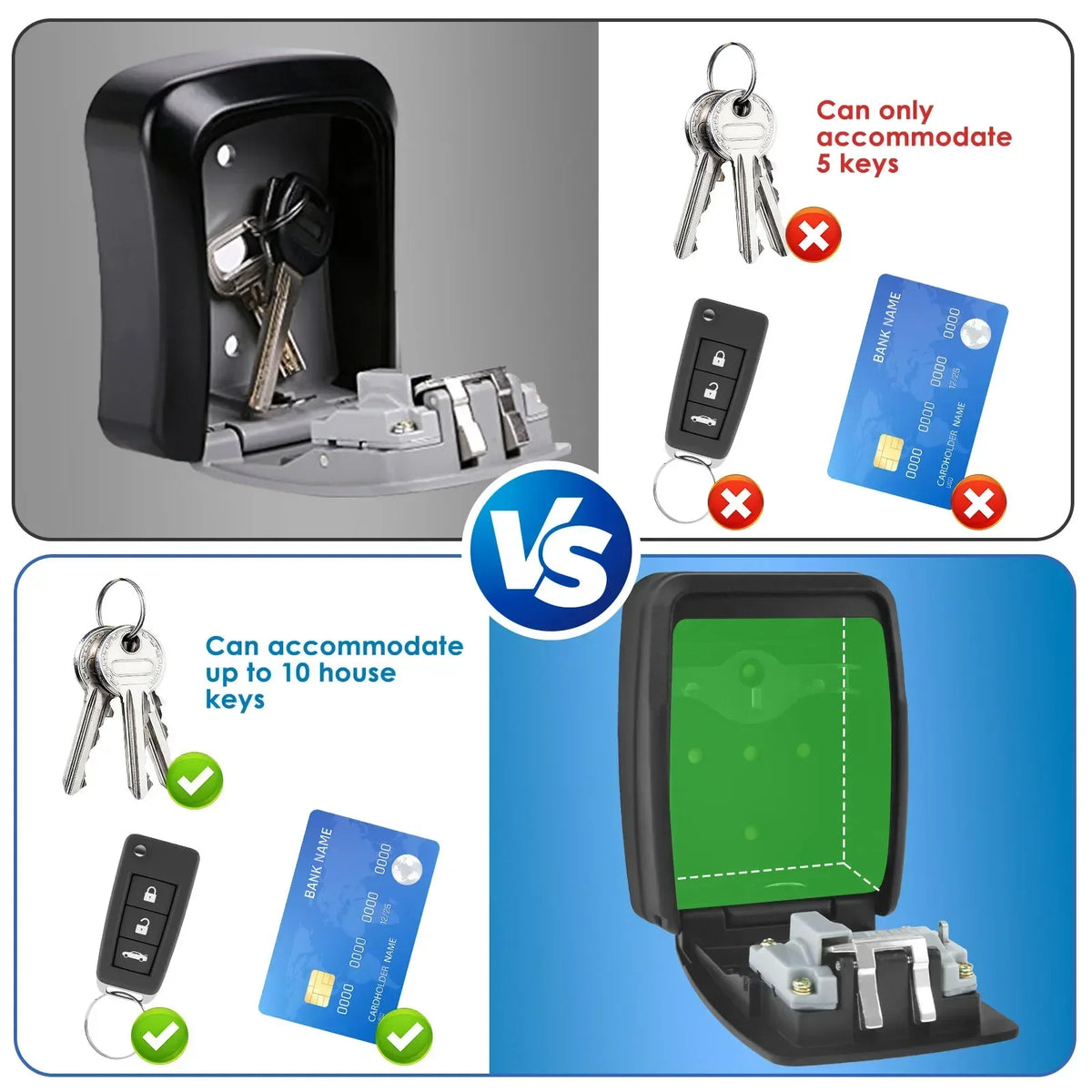 Wall Mount Key Lock Box – 10-Key 4-Digit Combination Code