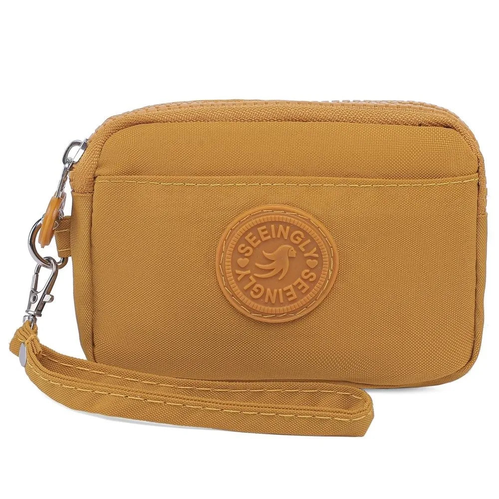 Women's Waterproof Nylon Coin Purse with Lanyard & Zipper