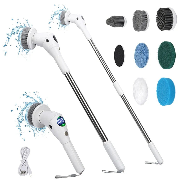 Cordless Electric Spin Scrubber 8-in-1 with LED Night Light