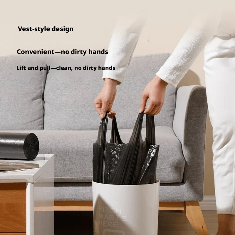 100pcs Black Heavy Duty Vest Poly Bags – Thick Carry Pouches