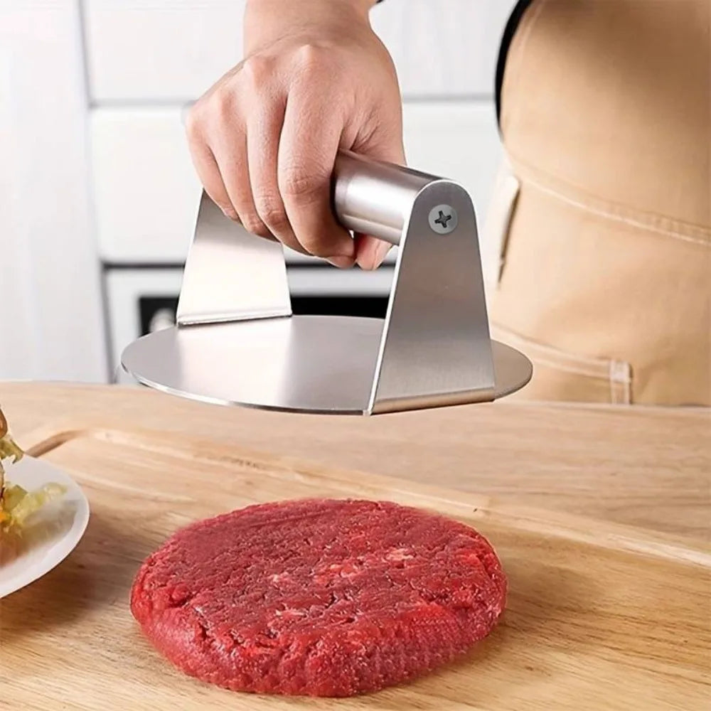 Stainless Steel Burger Patty Press – Non-Stick BBQ Grill Tool