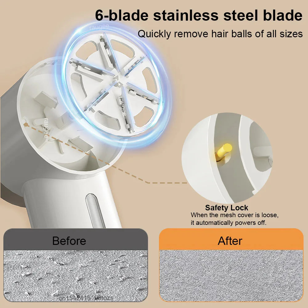 USB Rechargeable Lint Remover – 6-Blade Fabric Shaver