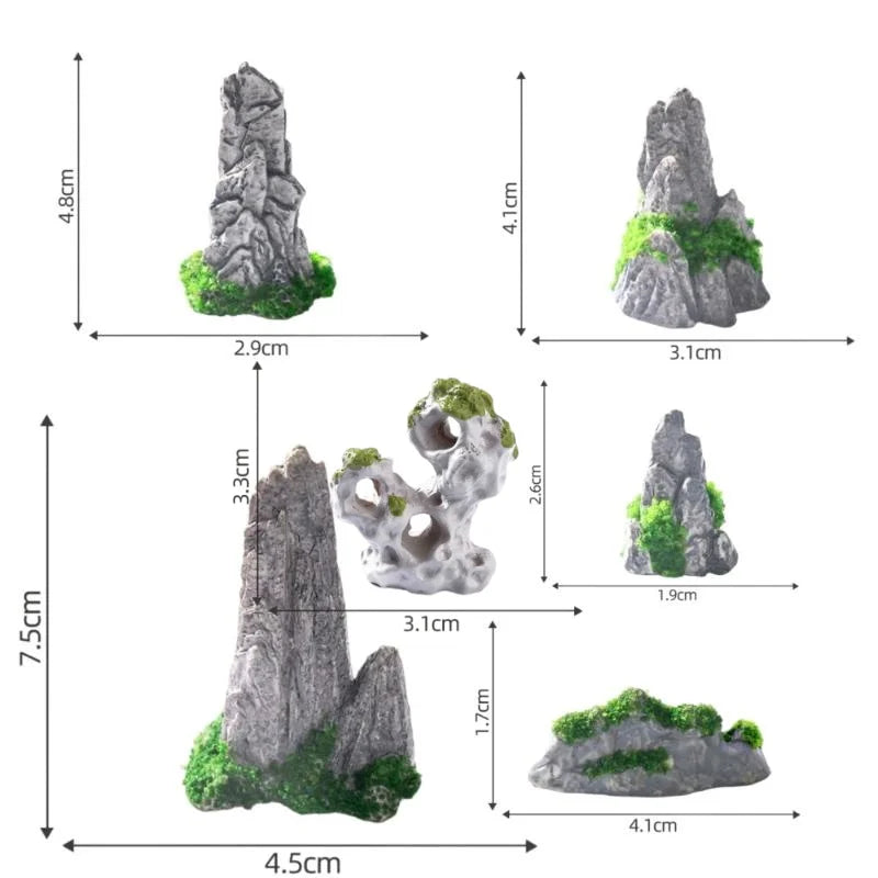 Miniature Mountain Stone Decor – Resin Bonsai Terrarium Ornament