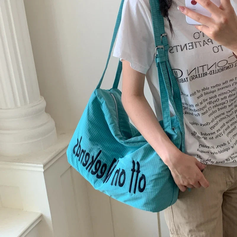 Korean Style Large Capacity Nylon Shoulder Crossbody Bag