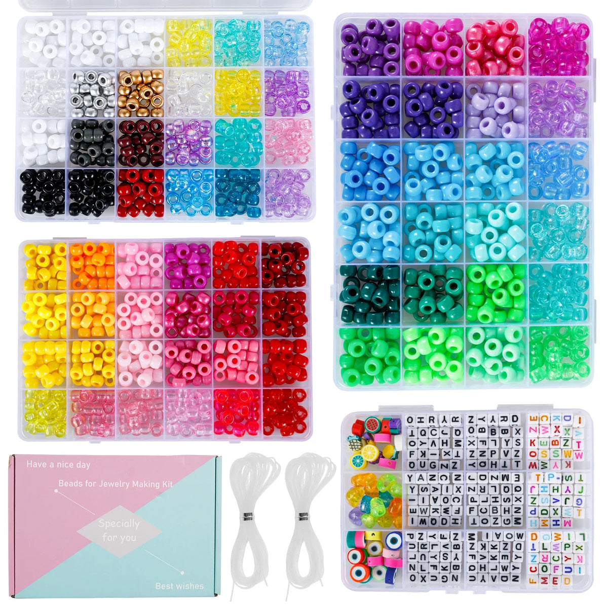 Rainbow Pony Bead Bracelet Making Kit – 1710 Pcs DIY Set
