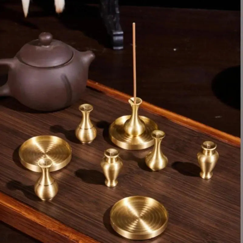 Solid Brass Incense Holder Set – Stick, Coil & Vase Zen Decor