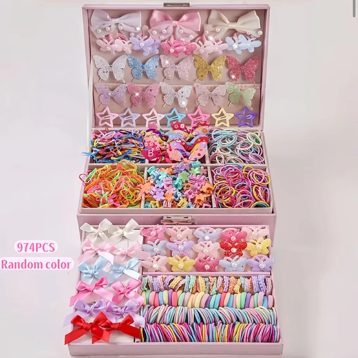 881Pcs Kids Hair Accessories – Clips, Ties & Scrunchies Set