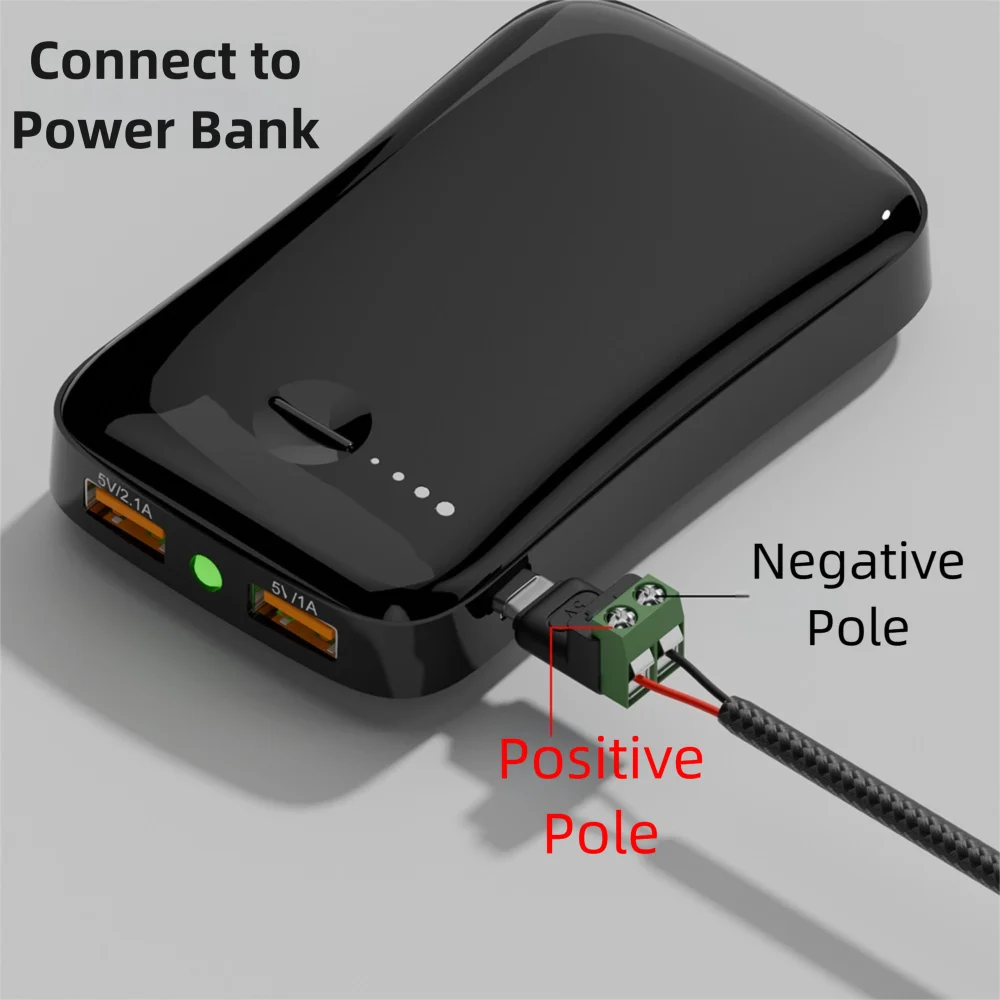 Solderless USB-C to 2-Pin Terminal Block Adapter 5V Screw Type