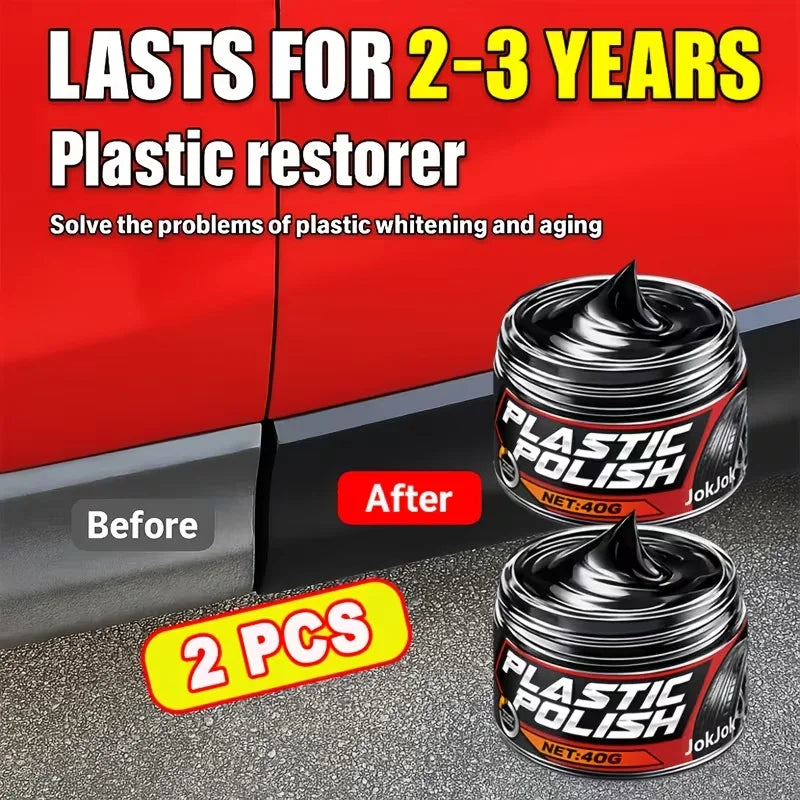 Car Plastic Trim Restorer Polish Paste – UV Shield 2-Pack