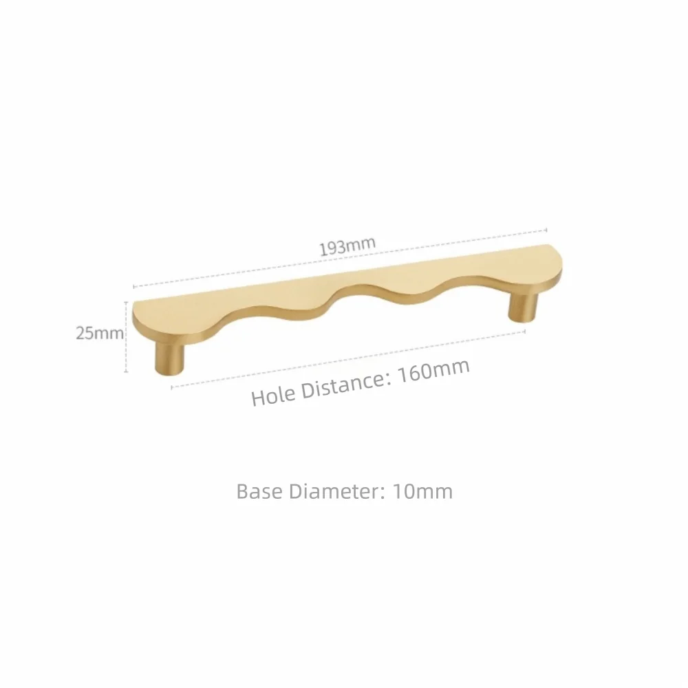 Modern Wave Brass Cabinet Handles & Drawer Pulls – Gold Bronze