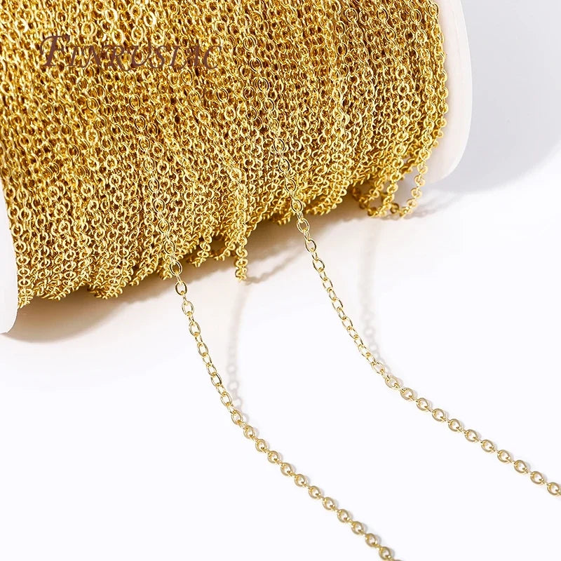 18K Gold Plated Brass Chain Spool – 4 Styles DIY Jewelry