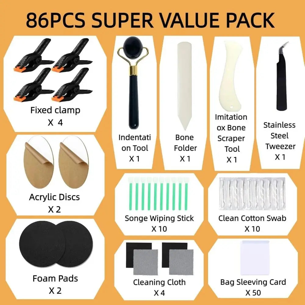 86pc Card Flattening & Cleaning Kit for Collectible Cards