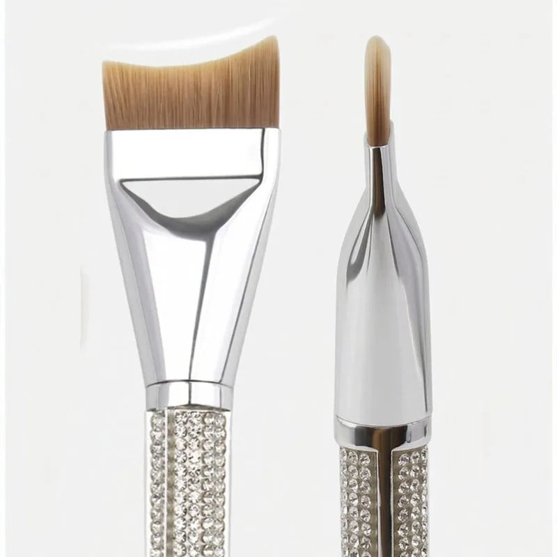 Ultra Thin Crescent Foundation Brush | Rhinestone Handle
