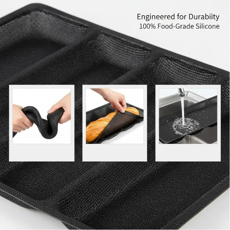 5-Cavity Silicone French Bread Baking Pan – Non-Stick Mold