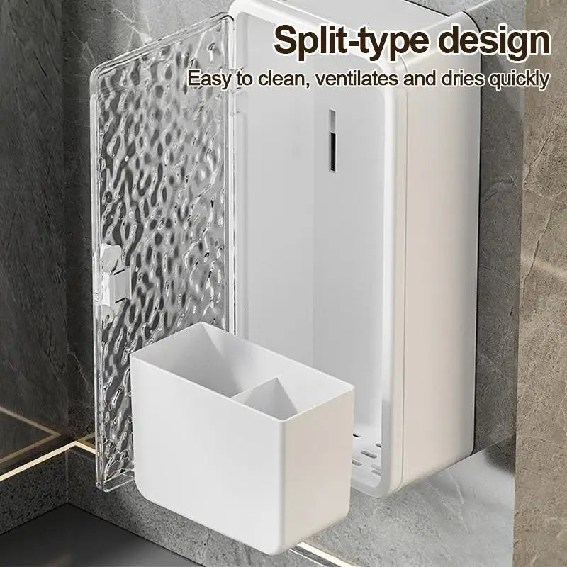 Wall Mounted Bathroom Toothbrush & Toiletry Organizer