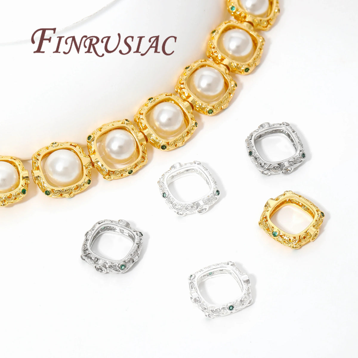 18K Gold Plated Zircon Square Bead Separators | DIY Jewelry
