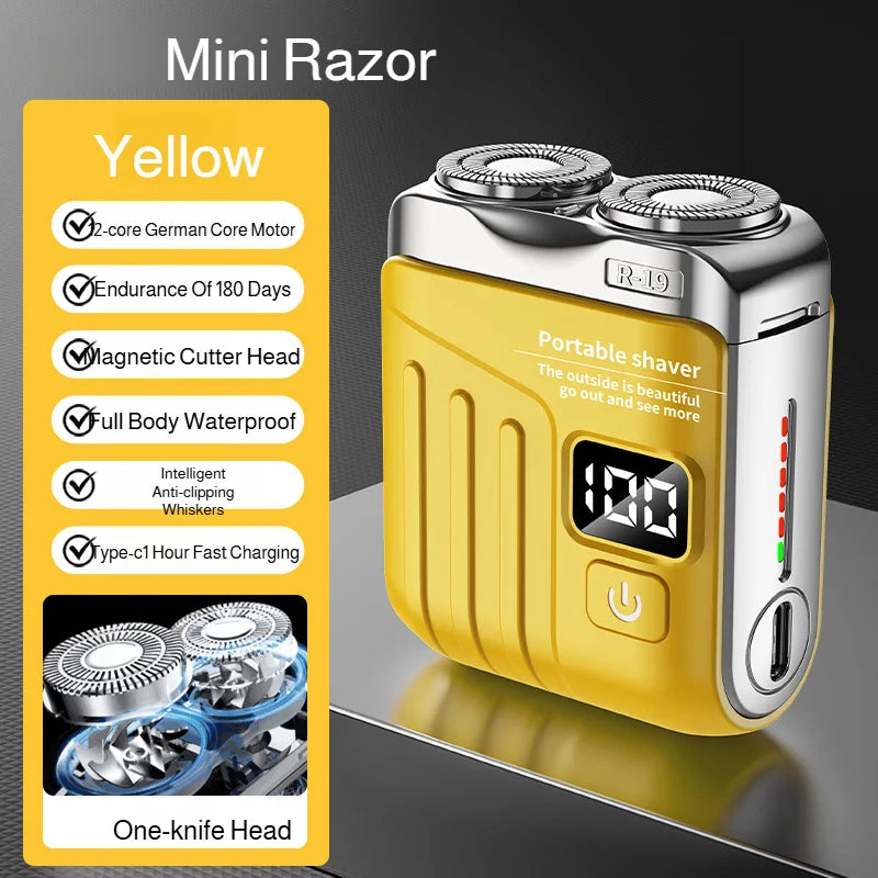 R-19 Mini Electric Shaver – LED Display, IPX7, Type-C Charge