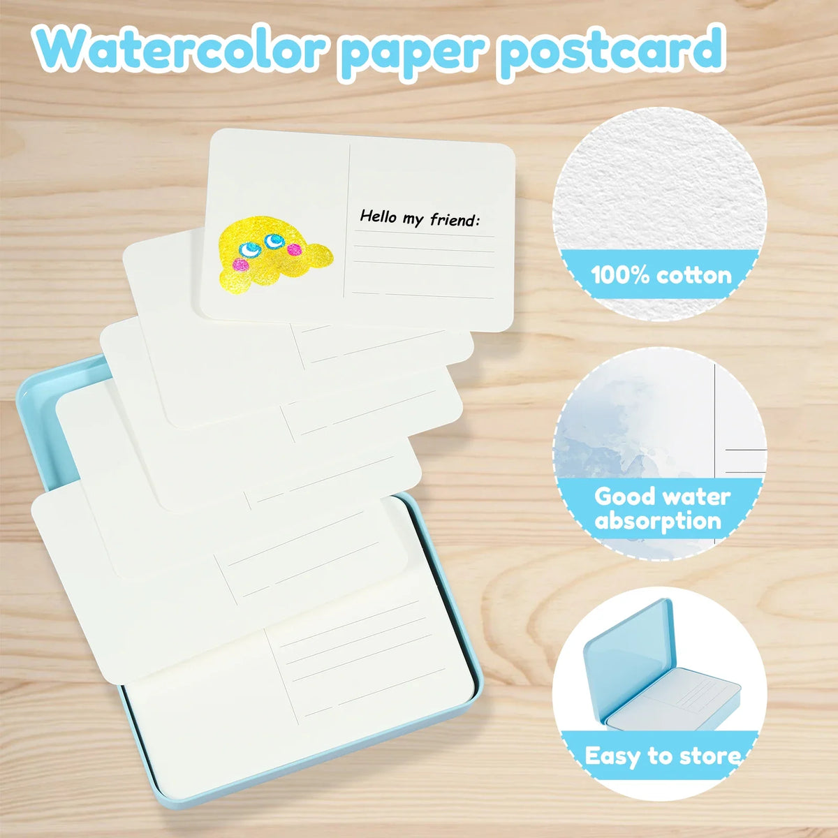 Metallic Gel Pens 12 Colors + 24 Watercolor Postcards Set