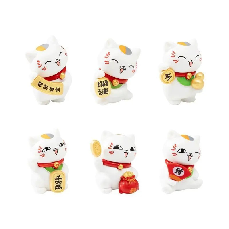 Mini Lucky Cat Figurines 6 PCS Set – Desk & Home Decor