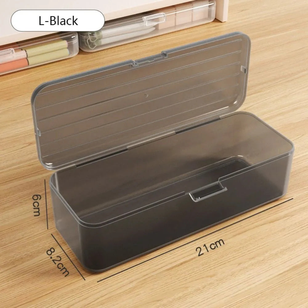 Transparent Plastic Pencil Case Stackable Stationery Storage Box