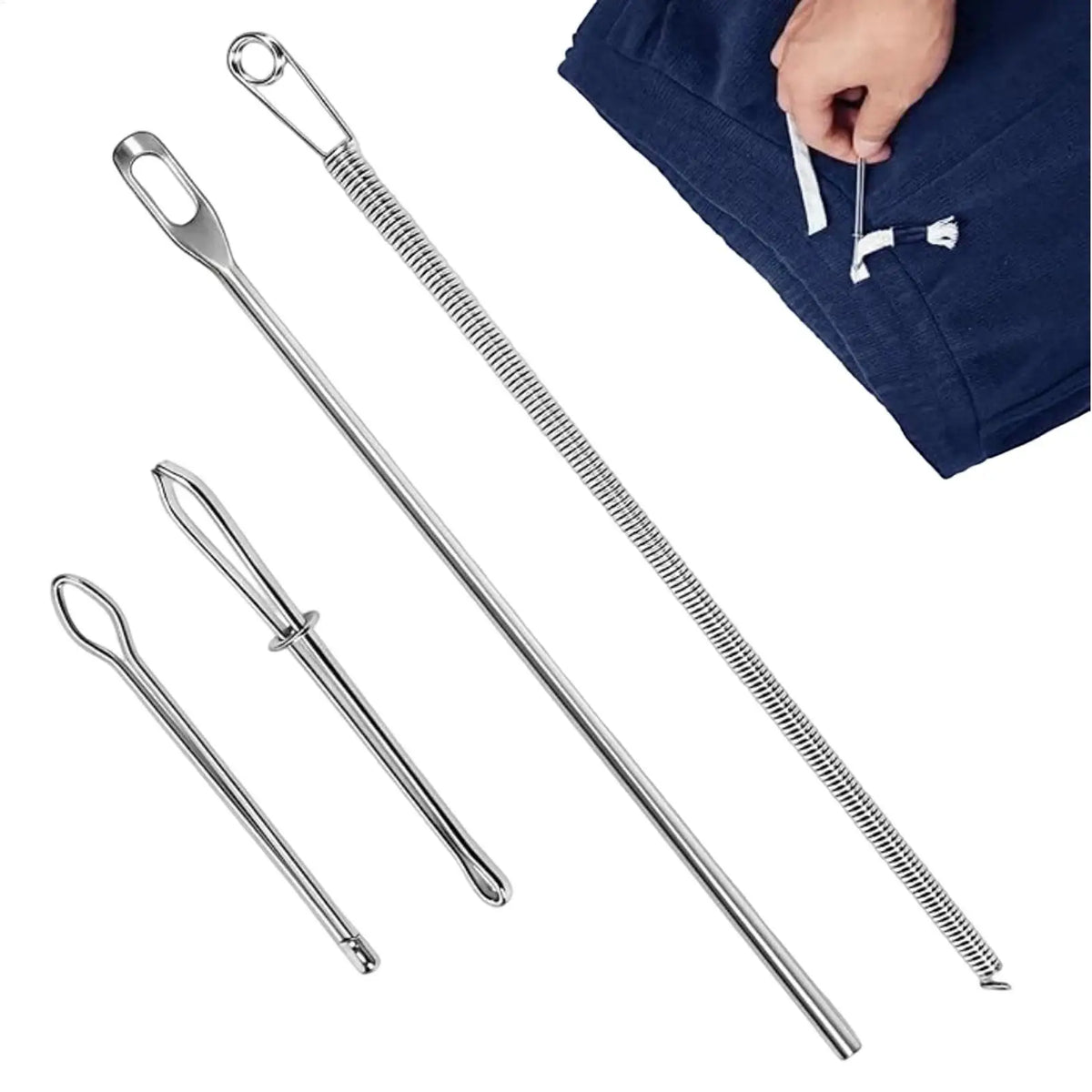 Metal Flexible Drawstring Threading Tool Set – 4 Piece