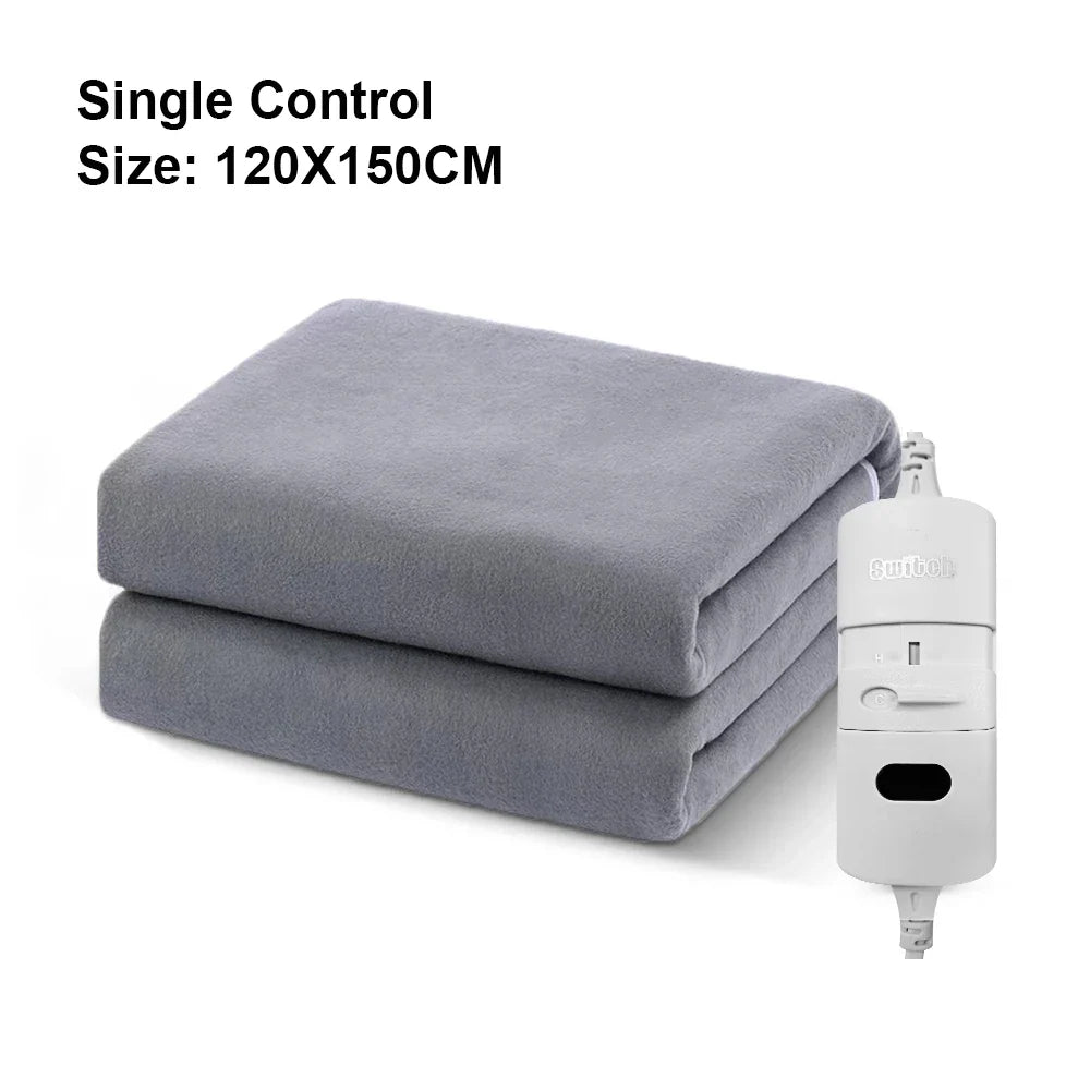Electric Heated Blanket 220V | Auto Thermostat Plush Warmer