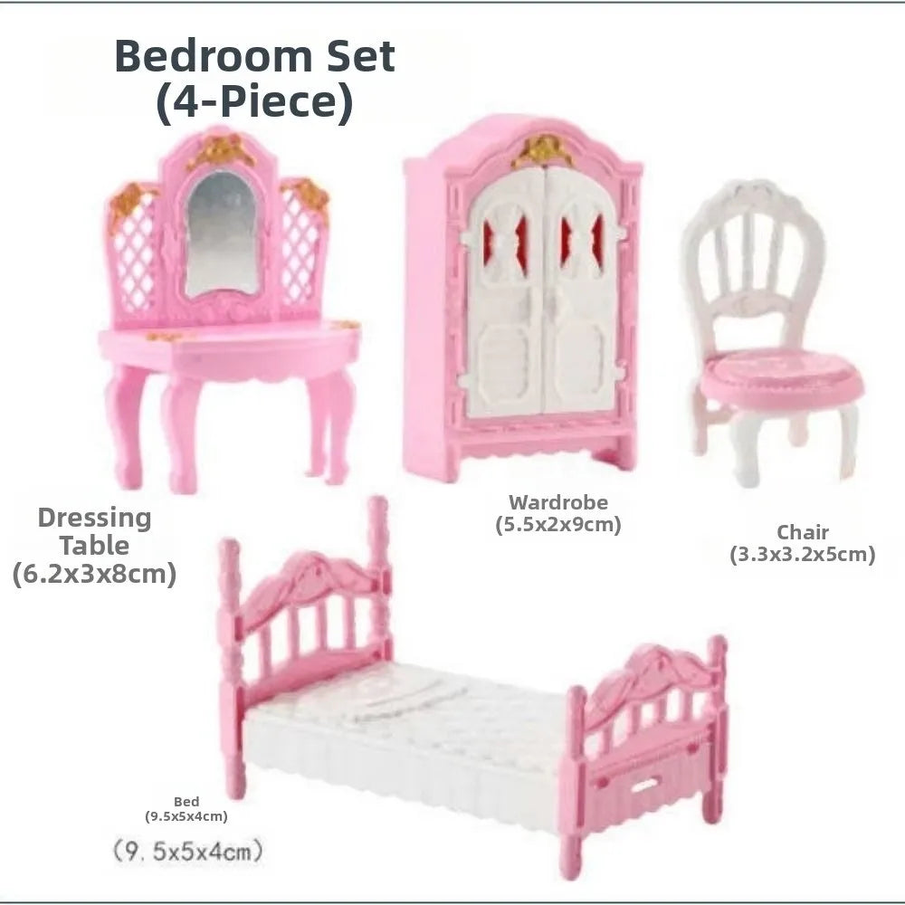 Miniature Dollhouse Furniture Set – 1:12 Pink Room Accessories