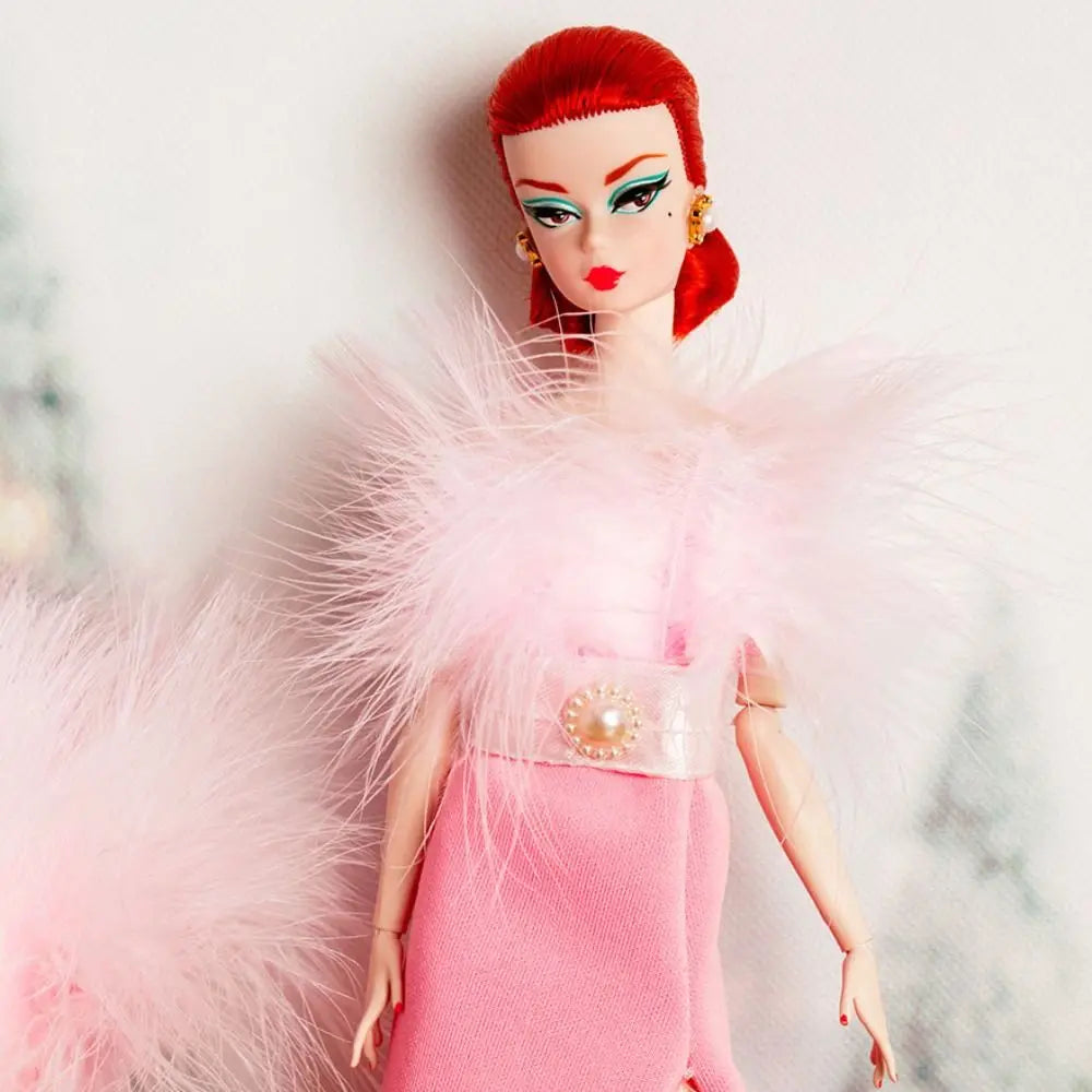Pink Lace Evening Dress & Shoes for 1/6 BJD 30cm Dolls