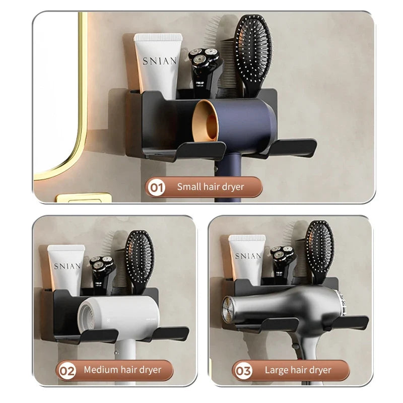 Wall Mounted Hair Dryer Holder – Bathroom Organizer
