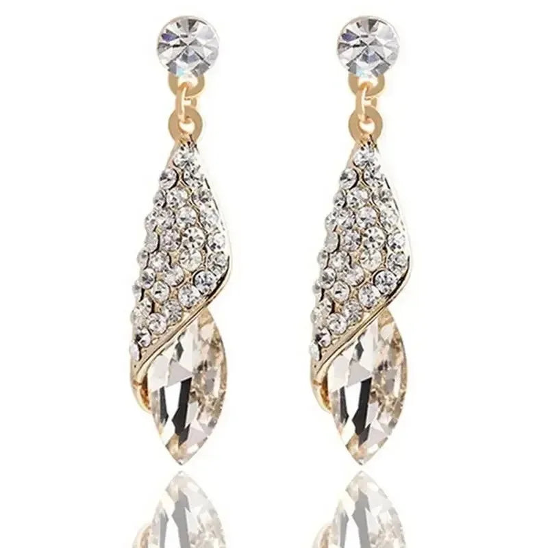 Women's Rhinestone Crystal Water Drop Earrings | White