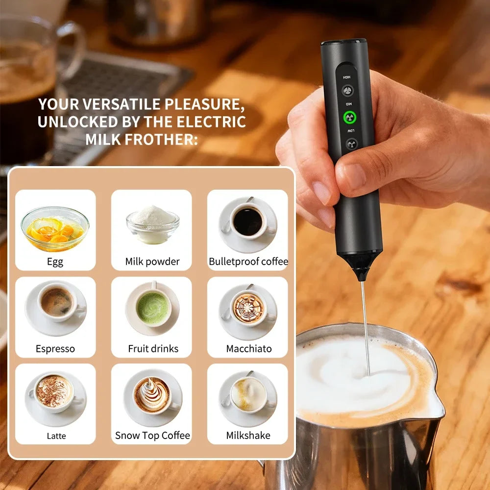 CLITON Electric Milk Frother Portable Mini Egg Beater Whisk