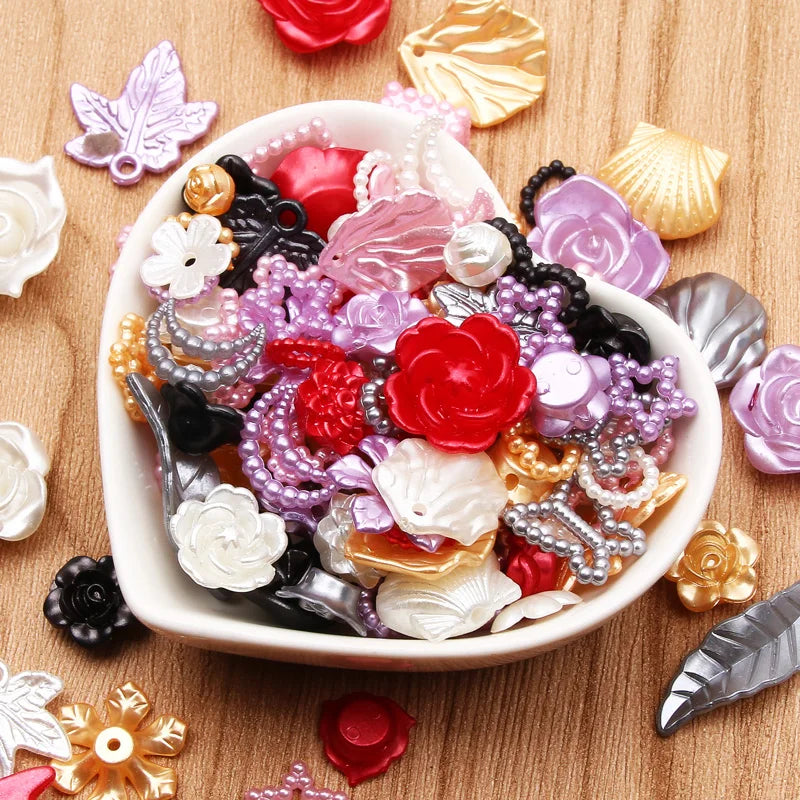 Mixed Acrylic Beads 20g – Hearts Leaves Flowers DIY Jewelry
