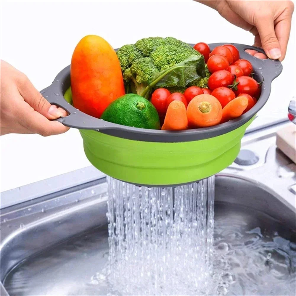 2PCS Foldable Colander Strainer Basket – Fruit, Veg & Pasta