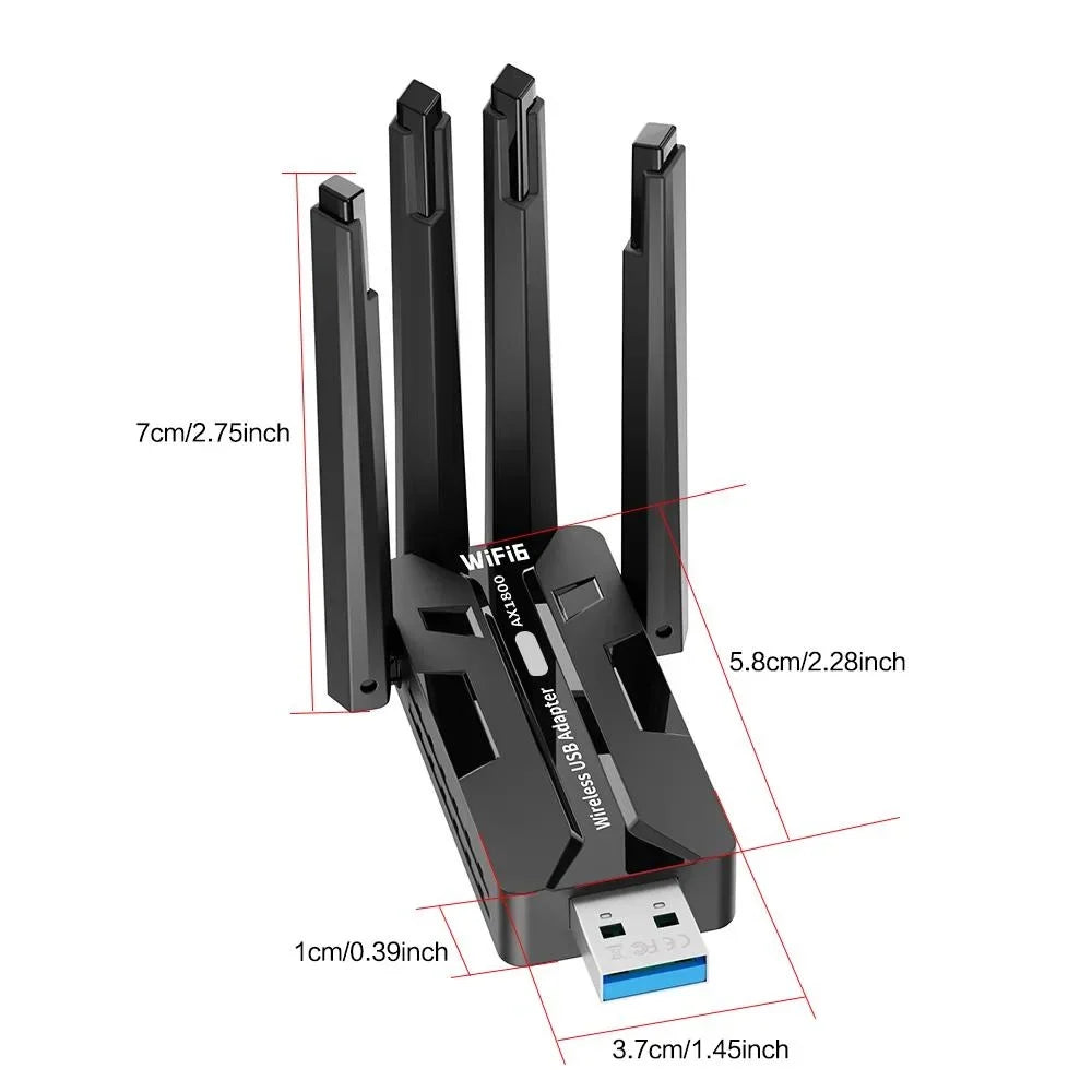 STONEGO WiFi 6 USB 3.0 Adapter 1800Mbps Dual Band 4 Antennas