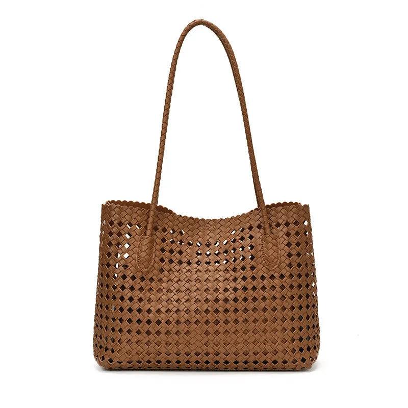 Woven Hollow-Out Tote Bag for Women | Large Capacity