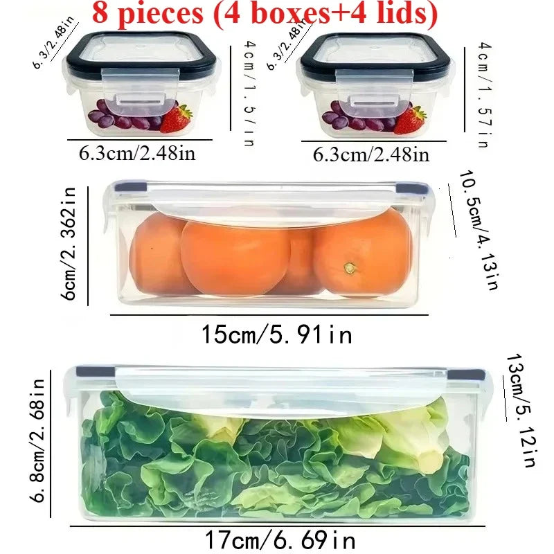 8-Piece Airtight Food Storage Containers – Fridge Organizer Set