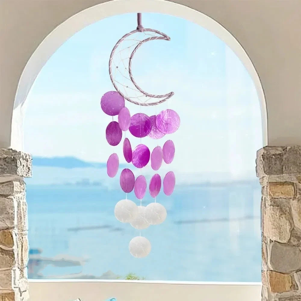 Shell Moon Wind Chimes – Natural Shell Dream Catcher Décor