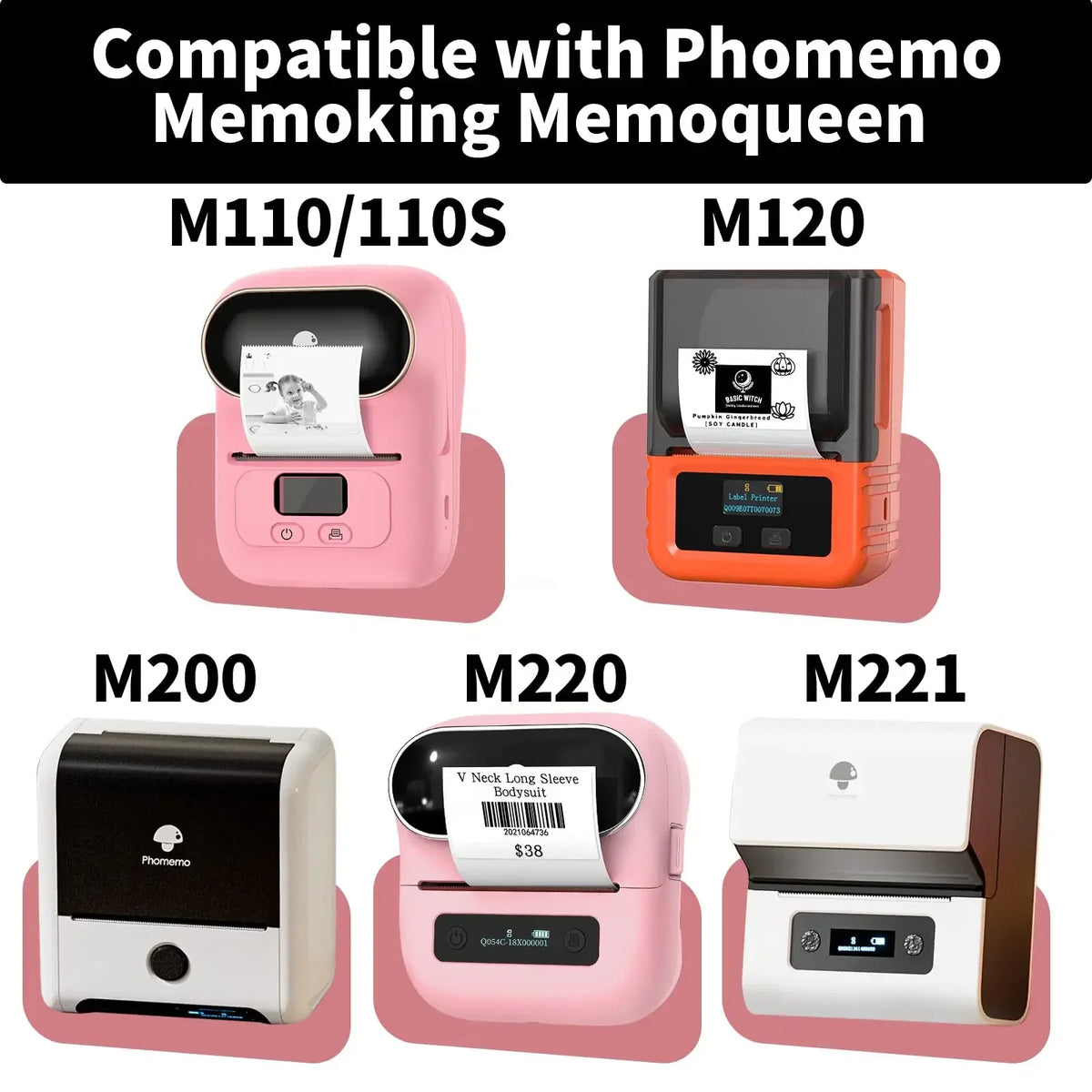 Thermal Label Paper for Phomemo M110 M200 M220 – Adhesive Stickers