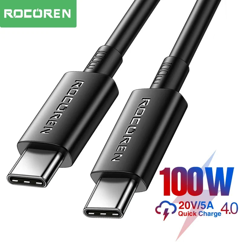 Rocoren 100W USB-C Cable PD 3.0 Fast Charging 5A – MacBook