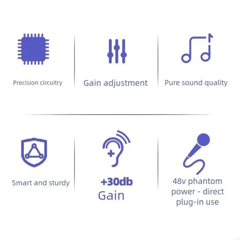 Portable Dynamic Mic Amplifier | 48V Phantom Power +30dB Gain