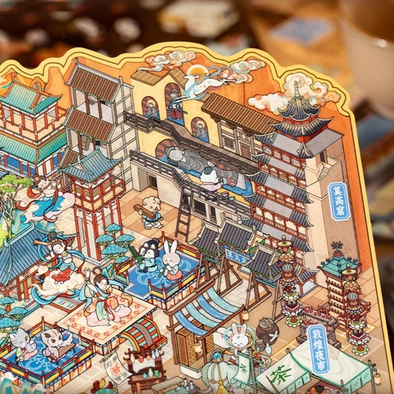 Miniature Scenery PET Stickers – Ancient City Scrapbooking Set