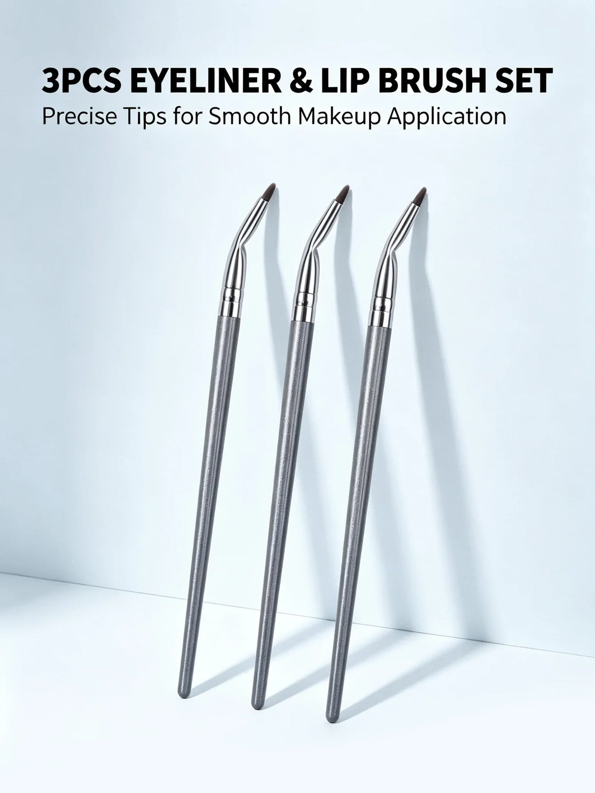 3-Piece Bent Eyeliner & Lip Brushes – Angled Precision Tip
