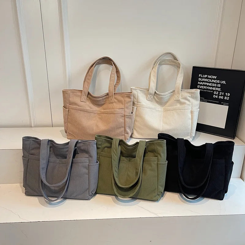 Women's Corduroy Shoulder Bag – Casual Versatile Handbag
