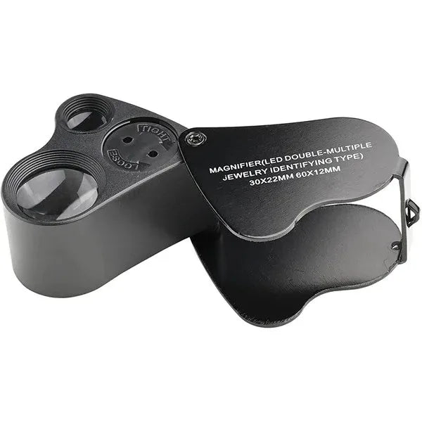 30X 60X Jewelers Loupe Magnifier with LED Light | Foldable