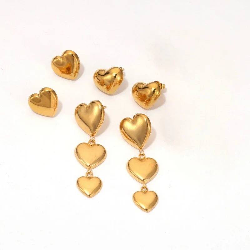 Gold Heart Stud Earrings – 14K Gold Plated Stainless Steel