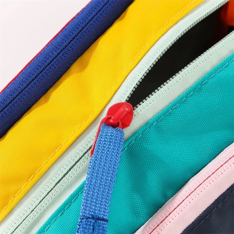 Waterproof Nylon Makeup Bag | Multi-Pocket Color Block Pouch