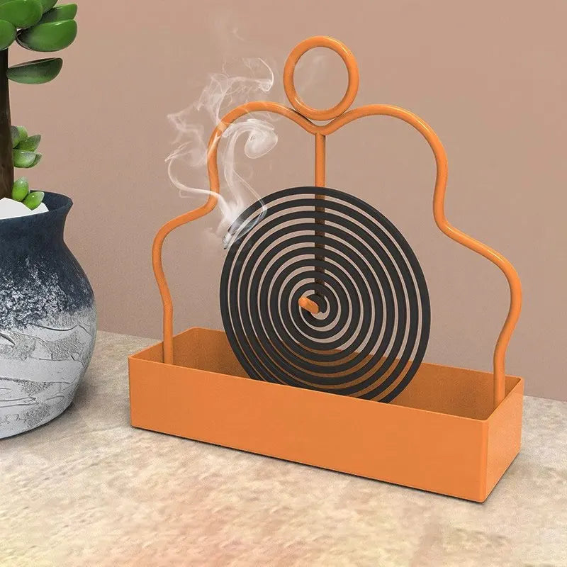 Iron Mosquito Coil Holder Incense Burner Rack – Black/Gold